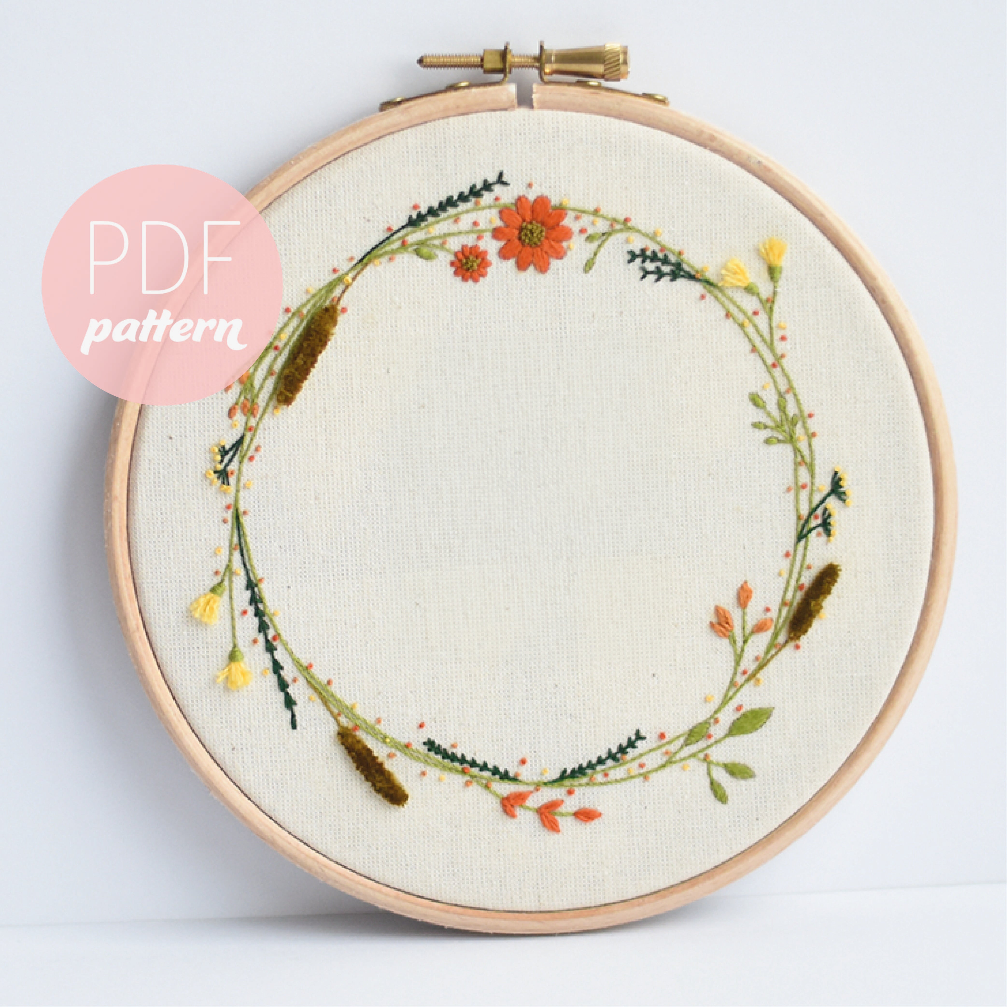 Amber Wreath Digital Embroidery Pattern