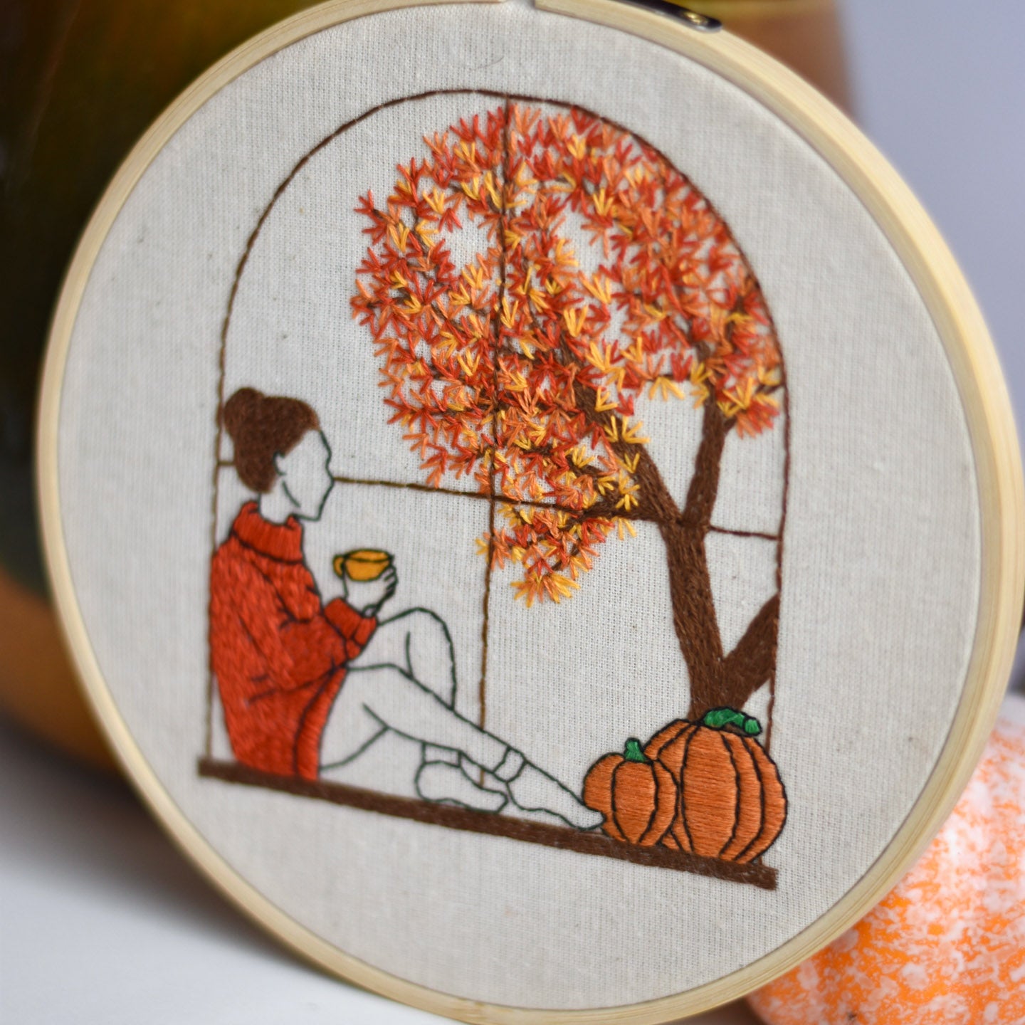 Autumn Girl Digital Embroidery Pattern
