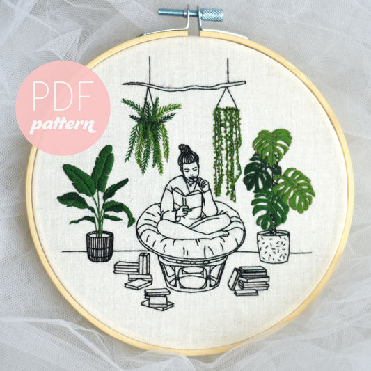 Bookworm Digital Embroidery Pattern
