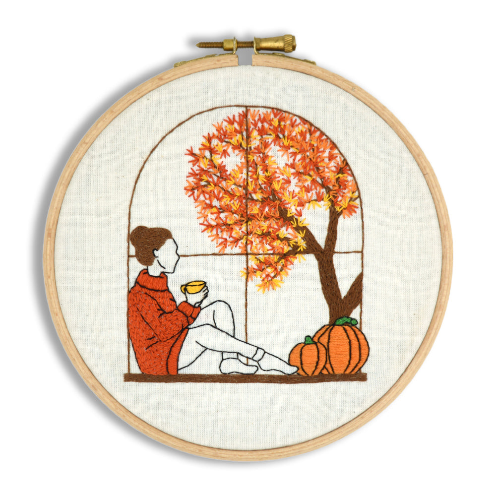 Autumn Girl Digital Embroidery Pattern