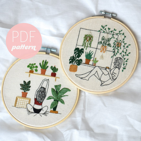 Plant Bundle Digital Embroidery Pattern