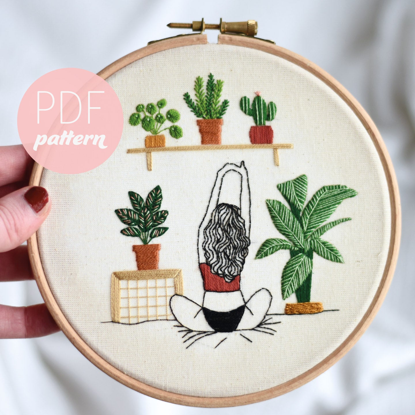 Plant Girl Digital Embroidery Pattern