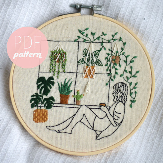 Plant Mom Digital Embroidery Pattern